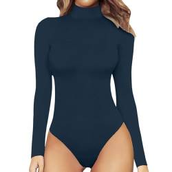 pvucpot Damen Body Langarm Elegant Bodysuit Stehkragen Oberteil Bluse Langarmbody Langarmshirt Overalls Basic Unterziehbody Hemd Long Sleeve Tops Yoga von pvucpot