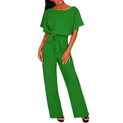 pvucpot Damen Elegant Jumpsuit O-Ausschnitt Lang Overall Hosenanzug Playsuit Romper (Grün, XXL) von pvucpot