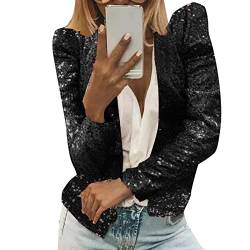 pvucpot Damen Pailletten Blazer Pailletten Schimmer Jacke Lässig Langarm Glitzer Party Glänzend Mantel Rave Oberbekleidung Mantel Outfits Clubwear Büro von pvucpot