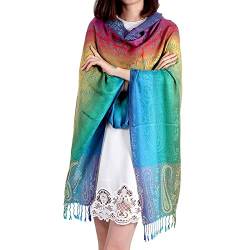 pvucpot Damen Schal Marokko Regenbogen-Farben Pashmina - Viskose/Polyester - xxl bunt/mehrfärbig Halstuch von pvucpot