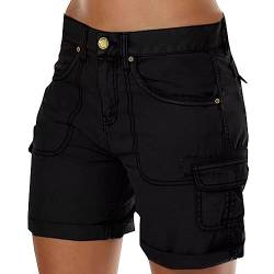 pvucpot Damen Shorts Sommer Casual Kurze Hosen Tunnelzug Elastische Stoffhose Hotpants Baumwolle Leinen Strand Shorts mit Taschen Damen Shorts Sommer Mode Lässige von pvucpot