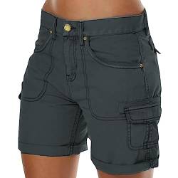 pvucpot Damen Shorts Sommer Casual Kurze Hosen Tunnelzug Elastische Stoffhose Hotpants Baumwolle Leinen Strand Shorts mit Taschen Damen Shorts Sommer Mode Lässige von pvucpot