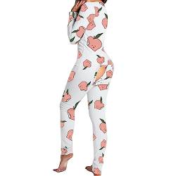 pvucpot Damen Sleepwear Mit Po-Klappe Warm Geschenk Für Frau Bunt Jumpsuit Sleepwear Für Erwachsene Hausanzug Onesies Einteiligen Pyjama Set Kuschelig Damen-Pyjama Schwarz Damen Lang Sexy Pyjama-Set von pvucpot