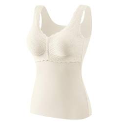 pvucpot Damen Unterhemd BH Hemd Seamless Tank Top Bauch Weg V-Ausschnitt Weste Spitze Figurformende Cami Shapewear mit integriertem BH Ohne Bügel Bustier Camisole Formendes Unterwäsche von pvucpot