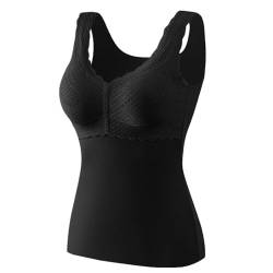 pvucpot Damen Unterhemd BH Hemd Seamless Tank Top Bauch Weg V-Ausschnitt Weste Spitze Figurformende Cami Shapewear mit integriertem BH Ohne Bügel Bustier Camisole Formendes Unterwäsche von pvucpot