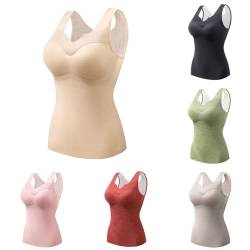 pvucpot Damen Unterhemd BH Hemd Seamless Tank Top Bauch Weg V-Ausschnitt Weste Spitze Figurformende Cami Shapewear mit integriertem BH Ohne Bügel Bustier Camisole Formendes Unterwäsche von pvucpot