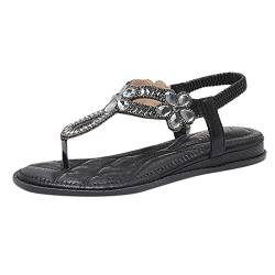 pvucpot Flache Sandalen Damen Sommer Freizeit Zehentrenner mit Weiche Fußbett von pvucpot