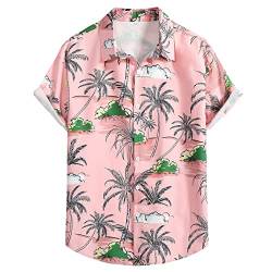 pvucpot Hemd Herren Kurzarm Hawaii Hemd Männer Seide Freizeithemden für Herren Sommer Sommerhemd Herren Bunt Hemd Herren Regular Fit Hemd Herren Kurzarm Muster Hemd Herren Casual Urlaub von pvucpot