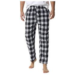 pvucpot Herren Fleece Pyjamahose Relaxed Fit Lounge Hose Herren Pyjamahose aus Flanell Jogginghose von pvucpot