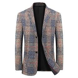 pvucpot Herren Karo-Blazer Classic Fit Kariert Lässige Sakko-Jacke Eleganter Knopf Business-Blazer Sakko Revers Einreiher Anzugjacken Anzugjacke von pvucpot