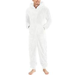 pvucpot Herren Paar Jumpsuit Kuschelig Lustig Lang Pyjama Winter Warm Plüsch Overall Schlafoverall Reißverschluss Teddy Fleece Einteiler Onesie Einteiler Onesie Schlafanzug von pvucpot