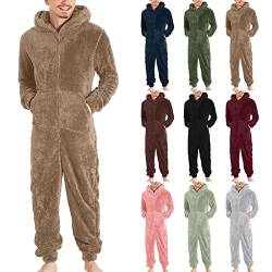 pvucpot Herren Paar Jumpsuit Kuschelig Lustig Lang Pyjama Winter Warm Plüsch Overall Schlafoverall Reißverschluss Teddy Fleece Einteiler Onesie Einteiler Onesie Schlafanzug von pvucpot