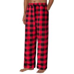 pvucpot Herren Pyjamahose Warm Lang Baumwolle Weich Schlafanzughose Kariert Winter Nachtwäsche Freizeithose Pyjamahose von pvucpot