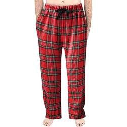 pvucpot Herren Pyjamahose Warm Lang Baumwolle Weich Schlafanzughose Kariert Winter Nachtwäsche Freizeithose Pyjamahose von pvucpot