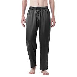 pvucpot Herren Satin Pyjamahose Lang Schlafanzughosen für Herren Nachtwäsche mit Taschen und Kordelzug Pyjamahose von pvucpot