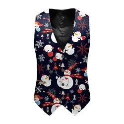 pvucpot Herren Weihnachtsweste Xmas Christmas Westen Slim fit Anzugweste Herrenweste Festlich Happy Santa Weihnachten Weste Weihnachtsdruck Weste Businessweste Party Hochzeitsweste Jacke Anzugwesten von pvucpot