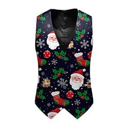 pvucpot Herren Weihnachtsweste Xmas Christmas Westen Slim fit Anzugweste Herrenweste Festlich Happy Santa Weihnachten Weste Weihnachtsdruck Weste Businessweste Party Hochzeitsweste Jacke Anzugwesten von pvucpot