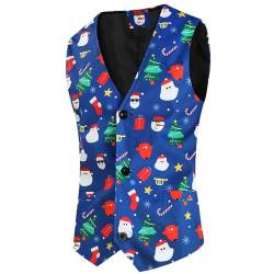 pvucpot Herren Weihnachtsweste Xmas Christmas Westen Slim fit Anzugweste Herrenweste Festlich Happy Santa Weihnachten Weste Weihnachtsdruck Weste Businessweste Party Hochzeitsweste Jacke Anzugwesten von pvucpot