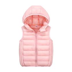 pvucpot Leichte Daunenweste Jungen Mädchen, Freien Steppweste mit Kapuze, ärmellose Jacke Weste Winter Kapuzenweste Outfits 3-15 Jahre von pvucpot