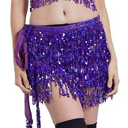 pvucpot Paillettenrock Rave-Strand-Outfit 70er-Jahre-Disco-Festival-Kleidung Glitzernde Strass-Glitzer-Shorts Wickelrock Glitzernder Tanz-Hüftschal Durchsichtiger Outfit von pvucpot