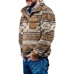 pvucpot Pullover Herren ohne Kapuze Plüschmantel Camouflage Flauschige Plüsch Sweatjacke Plaid Teddy Fleece Sweatshirt Mantel Revers Kariert Fleecepullover Warm Rollkragenpulli Oberteile von pvucpot