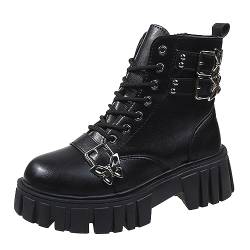 pvucpot Stiefeletten Damen Schwarz Damenschuhe, modisch, dicke Sohle, mittellang, langärmlig, Plüsch, warme Outdoor-Schneestiefel Stiefel von pvucpot