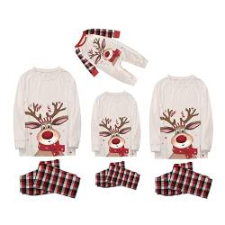 pvucpot Weihnachten Familie Schlafanzug Outfit Nachtwäsche Pyjamas Set mit Weihnachtsmotiv Fun-Nachtwäsche Christmas Hausanzug für Damen Herren Junge Mädchen Weihnachtspyjama Familie Set Damen von pvucpot