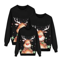 pvucpot Weihnachten Pullover Set Partnerlook Pärchen Weihnachtspullover Familie Set Gestrickte Pullover Strickpullover Winterpullover Weihnachtspullis Sweatshirt Kinder Damen Herren Damen von pvucpot