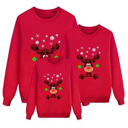 pvucpot Weihnachten Pullover Set Partnerlook Pärchen Weihnachtspullover Familie Set Gestrickte Pullover Strickpullover Winterpullover Weihnachtspullis Sweatshirt Kinder Damen Herren Kinder von pvucpot