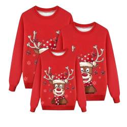 pvucpot Weihnachten Pullover Set Partnerlook Pärchen Weihnachtspullover Familie Set Gestrickte Pullover Strickpullover Winterpullover Weihnachtspullis Sweatshirt Kinder Damen Herren von pvucpot