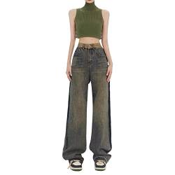 pxjsdwe Baggy Jeans Damen High Waist Loose Fit Jeans Jeanshose Breites Bein Baggy Freizeithose Denim Pants mit Taschen Lange Jeans Hose Damen Hosen Loose Fit Mode Casual Boyfriend Hose Streetwear von pxjsdwe