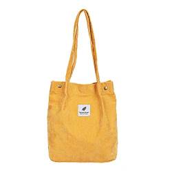 qingsb Umhängetasche Handtasche Frauen Casual Reise Einkaufstasche Cord Große Kapazität Taschen, einfarbig, Gelb, Tragetaschen von qingsb