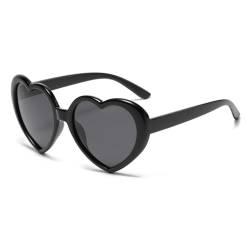 qinqilanqi-S Polarised Love Heart Sunglasses Women's Vintage Fashion Oversized Heart Shape Glasses for Party Festival UV400 Protection（Black/Dark Grey） von qinqilanqi-S
