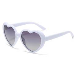 qinqilanqi-S Polarised Love Heart Sunglasses Women's Vintage Fashion Oversized Heart Shape Glasses for Party Festival UV400 Protection（White/Grey Gradient） von qinqilanqi-S