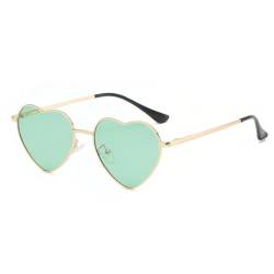 qinqilanqi-S Polarised Love Heart Sunglasses for Women Vintage Fashion Gold Metal Frame Cute Party Festival Glasses UV400 Protection(Gold/Green) von qinqilanqi-S