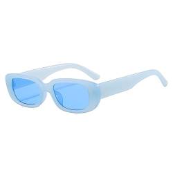 qinqilanqi-S Rechteckig Sonnenbrillen für Damen Herren Trendige Mode Brille 90er Vintage modisch UV 400 Schutz Quadratischer Rahmen （blau） von qinqilanqi-S