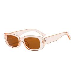 qinqilanqi-S Rechteckig Sonnenbrillen für Damen Herren Trendige Mode Brille 90er Vintage modisch UV 400 Schutz Quadratischer Rahmen （champagner/tee） von qinqilanqi-S