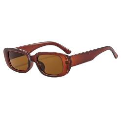 qinqilanqi-S Rechteckig Sonnenbrillen für Damen Herren Trendige Mode Brille 90er Vintage modisch UV 400 Schutz Quadratischer Rahmen （tee/tee） von qinqilanqi-S