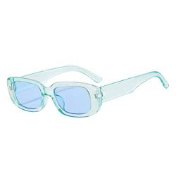 qinqilanqi-S Rechteckig Sonnenbrillen für Damen Herren Trendige Mode Brille 90er Vintage modisch UV 400 Schutz Quadratischer Rahmen （transparent blau/blau） von qinqilanqi-S