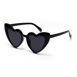 qinqilanqi-S Retro Heart White Sunglasses for Women Party Sunglasses Vintage Fashion Classic Oversized Glasses (Black) von qinqilanqi-S