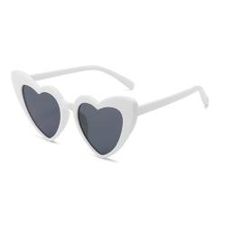 qinqilanqi-S Retro Heart White Sunglasses for Women Party Sunglasses Vintage Fashion Classic Oversized Glasses (White) von qinqilanqi-S
