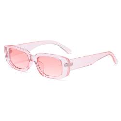 qinqilanqi-S Retro Rectangle Sunglasses for Women Men Vintage Fashion Rectangular Narrow Square Glasses UV400 Protection 90s Vintage （Transparent Pink） von qinqilanqi-S