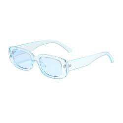 qinqilanqi-S Retro Rectangle Sunglasses for Women Men Vintage Fashion Rectangular Narrow Square Glasses UV400 Protection 90s Vintage （Transparent blue） von qinqilanqi-S