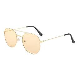 qinqilanqi-S Retro Übergroße Quadratische Sonnenbrille Frauen Männer Klassische Große Metall Sonnenbrille UV400 Quadratischer Metallrahmen (Gold/Tee) von qinqilanqi-S