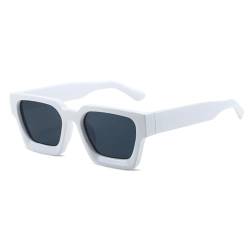 qinqilanqi-S Vintage Rectangle Sunglasses for Women Men Retro Chunky Square Large Thick Frame Glasses UV400 Protection(White/Dark Grey) von qinqilanqi-S