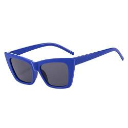 qinqilanqi-S retro Damen Sonnenbrille Mode Katze Auge Quadrat übergroße Sonnenbrille UV-Schutz(Blau/Grau) von qinqilanqi-S