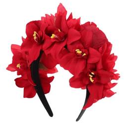 Blumen-Stirnband, Haarschmuck, Girlande, Retro-Dekor, Haar-Accessoires, Cosplay-Stirnbänder for Frauen, Blumen-Kopfschmuck, Blumen-Stirnband, künstliche Blume, Stoff, Reise, weiße Pfingstrose/1164 (C von qiqiaollo