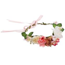 Kranz, Blumen-Dekorationen, Braut-Kopfschmuck, Girlande, Blumen-Stirnband, verstellbares Stirnband, Damen-Stirnbänder, floraler Kopfschmuck für Damen, Rosa, Hochzeit, Kunststoff-Blumen, Braut, 84 von qiqiaollo