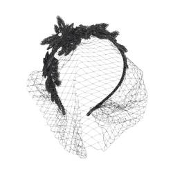 Vintage Mesh-Stirnband, Mesh-Schleier-Stirnband, Damen-Mesh-Kopfschmuck, Spitze, Mesh-Schleier, Haarband, Stirnband mit Schleier, Damen-Kopfbedeckung, Damen-Schleier-Kopfbedeckung, Mesh-Haarband, Schl von qiqiaollo