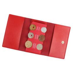 Geldbörse für Kleingeld – Münzaufbewahrung, langlebig, tragbar, dreifach gefaltet, multifunktional, Geldbörse mit Lederetui für Paare, Geschenk rot, 1 von qiyifang